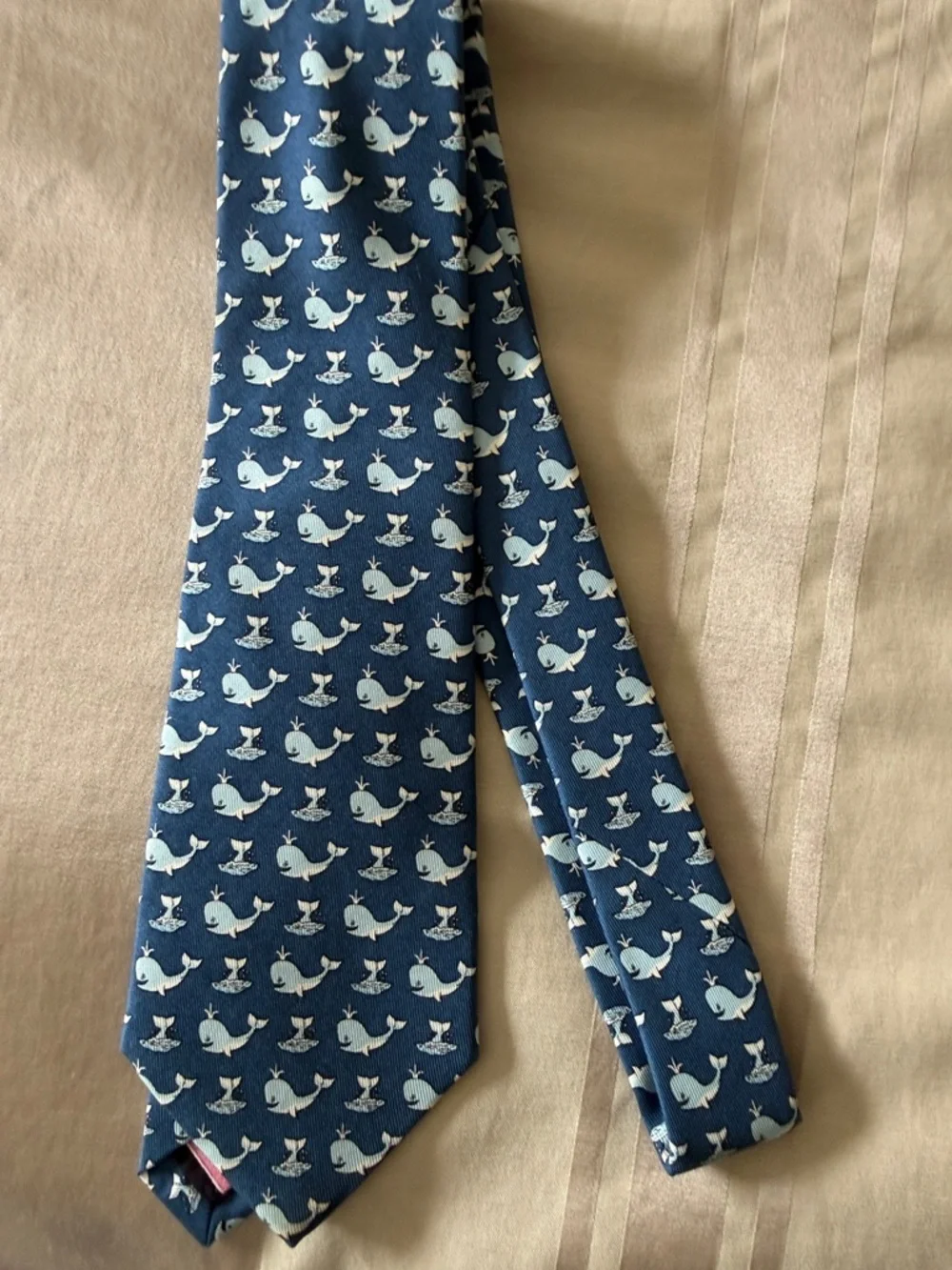 Vineyard Vines Navy Blue Whale Pattern Silk Tie